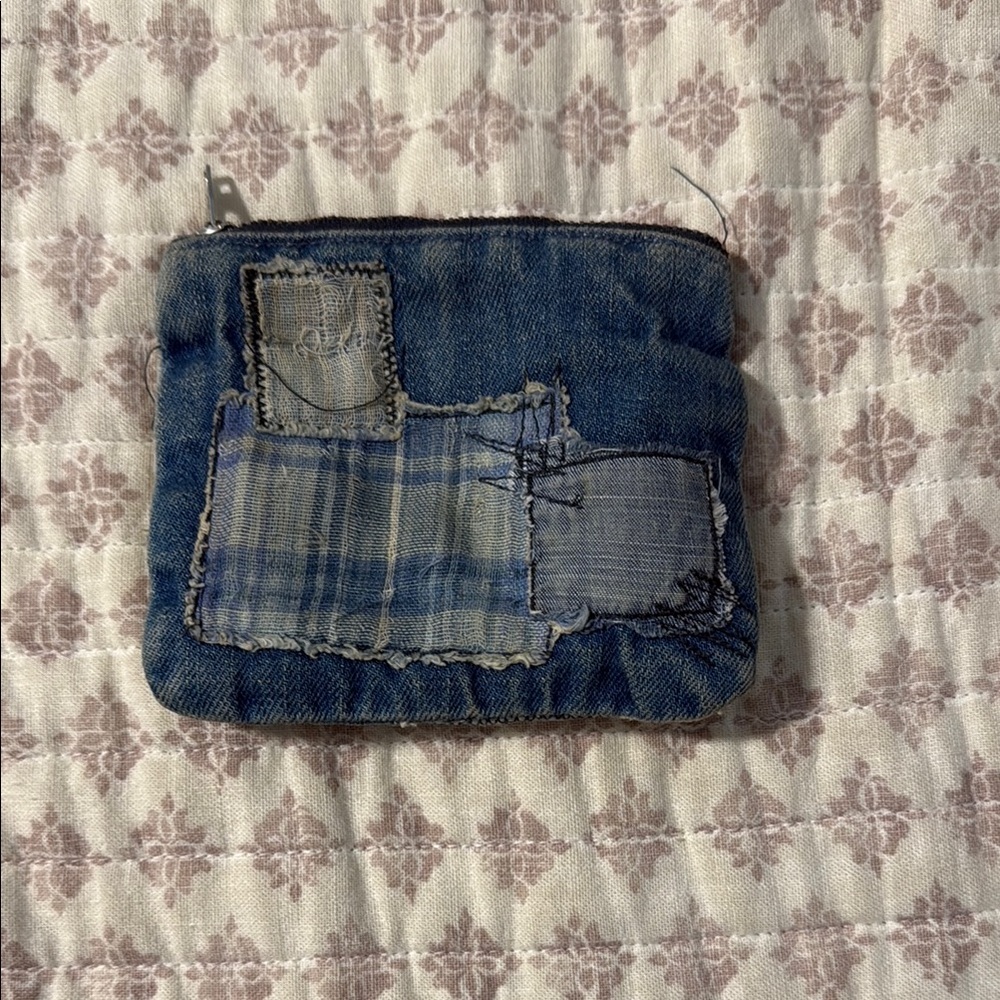 Anthropologie Denim Patchwork Coin Purse